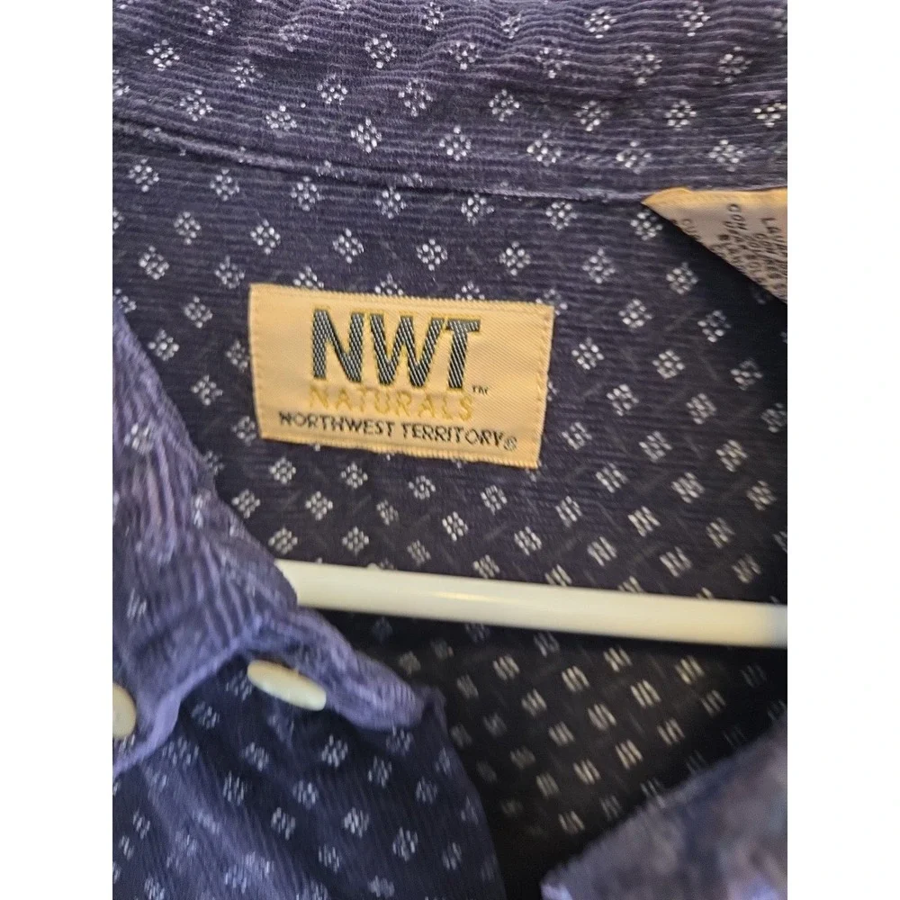 Vtg Northwest Territory Men Shirt XL Blue 100%‎ Cotton Retro Diamond Pattern